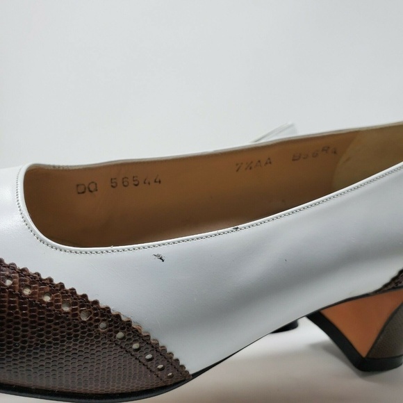 Salvatore Ferragamo Brown and White Heels - Picture 8 of 8